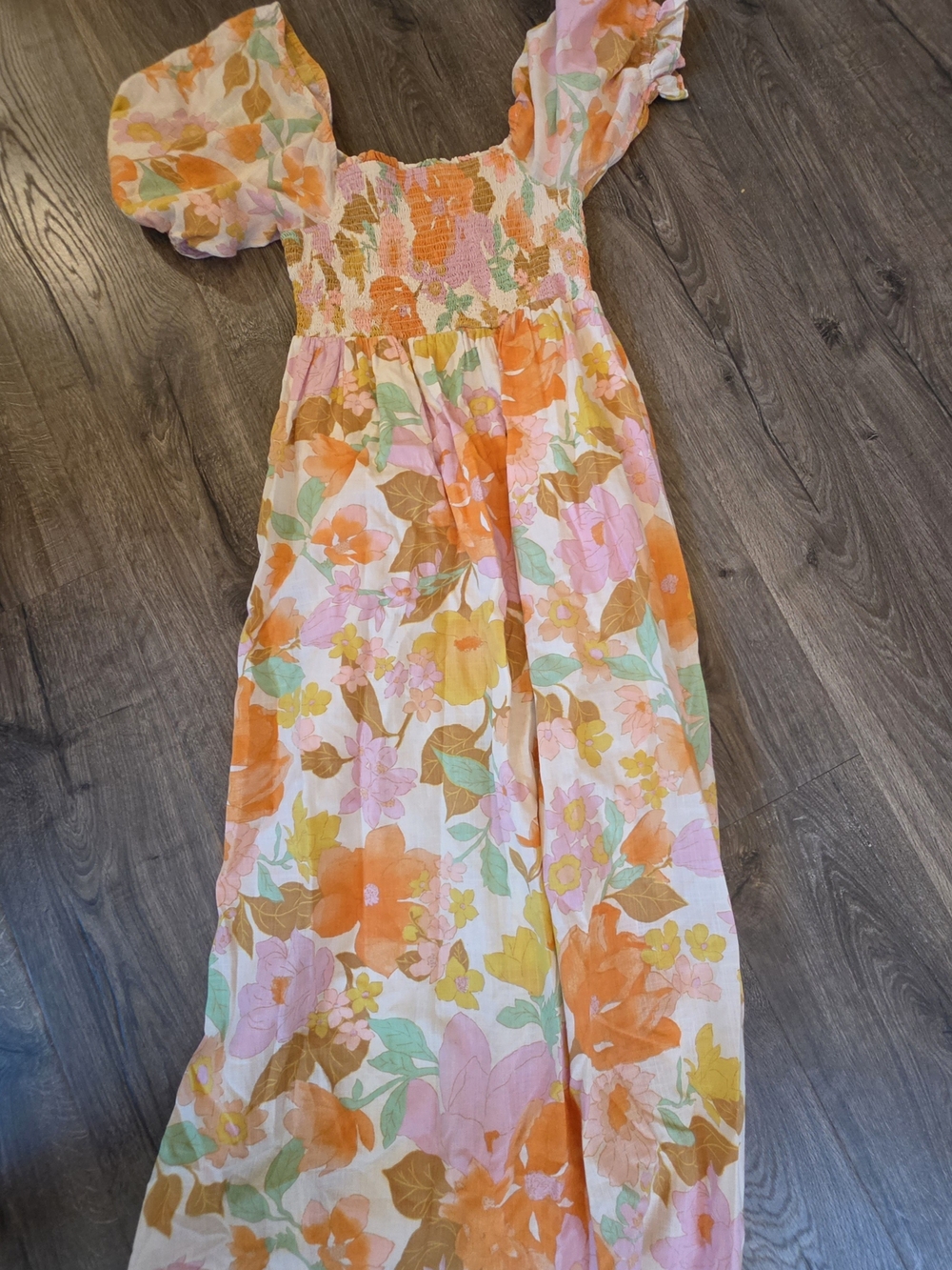 Billabong Girls Floral Maxi Dress in Pink, Orange & Mint